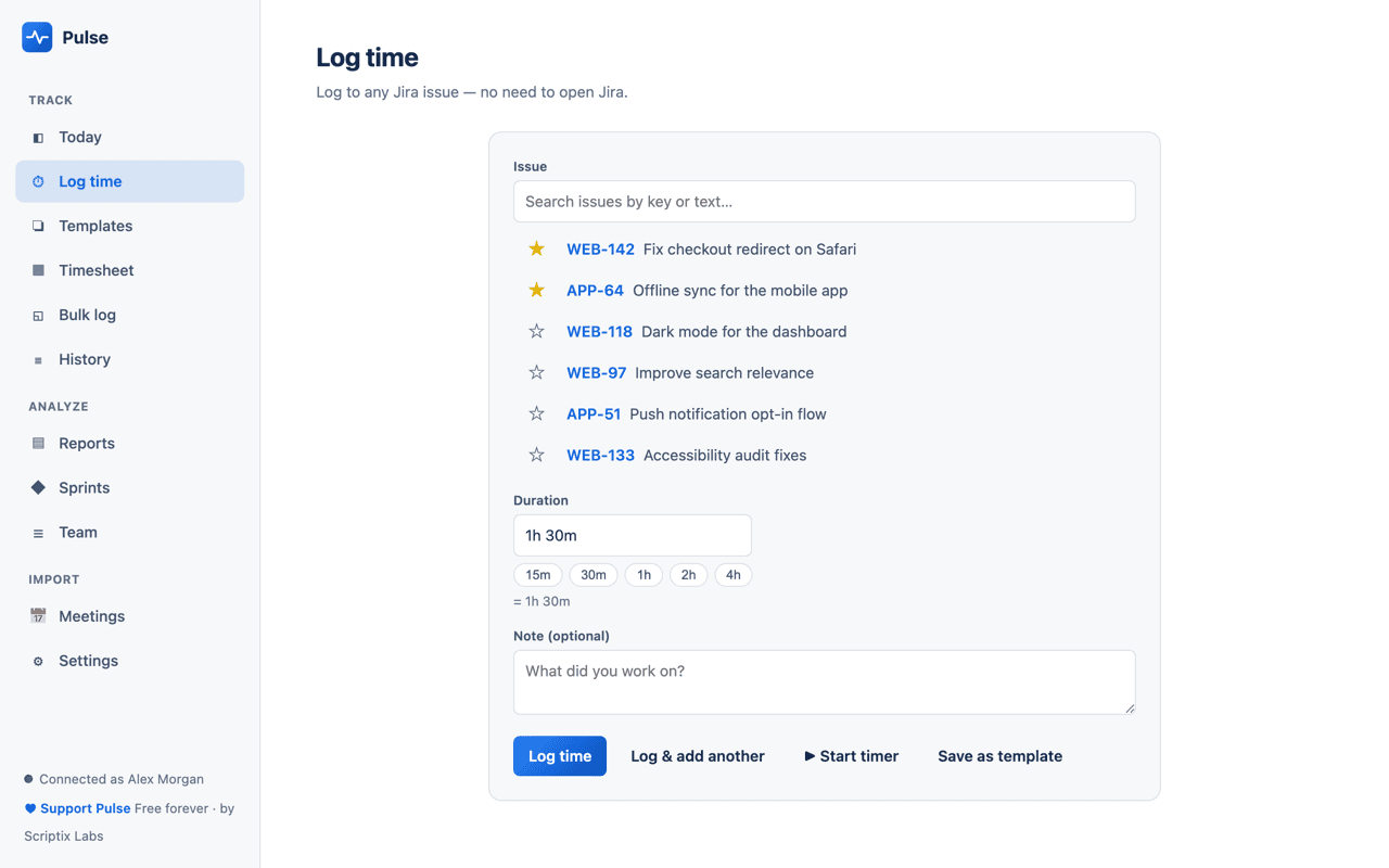 Pulse Companion — Log time