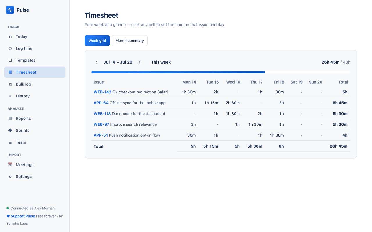 Pulse Companion — Timesheet
